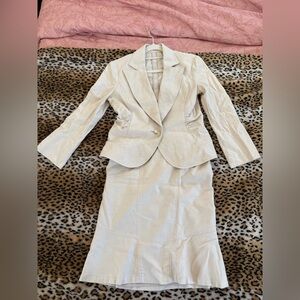 Y2K Cream Women's Blazer and Skirt Set